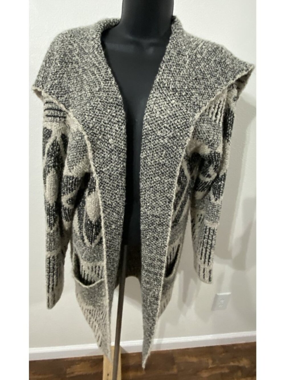 Knox Rose Cardigan Sweater Women Small Oversized Multi Color Gray Black